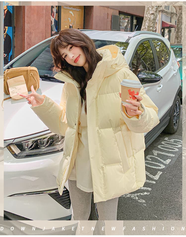 화이트 덕 다운 화이트 질질 끌게 하다 미들 플레이 쇼트 스타일 다운 재킷 여성 2026 년 새로운 한국 스타일 루즈핏 두꺼운 보온 겨울 재킷 상세 이미지 14