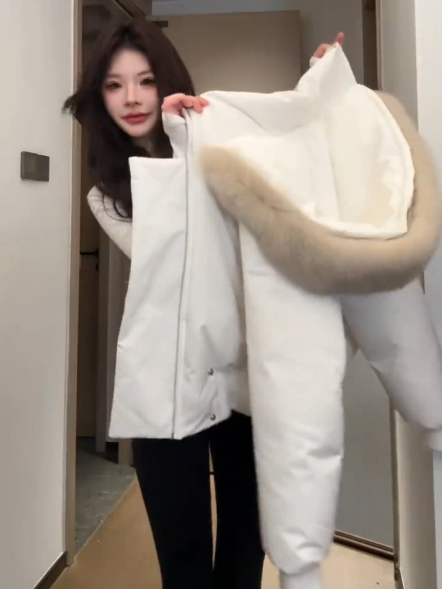 한 부서 디자인 센스 비스듬한 문 襟 2026 겨울 모피 칼라 Parker 서비스 아래 면화 의류 여성 짧은 목화 진딧물 두꺼운 재킷 상세 이미지 31