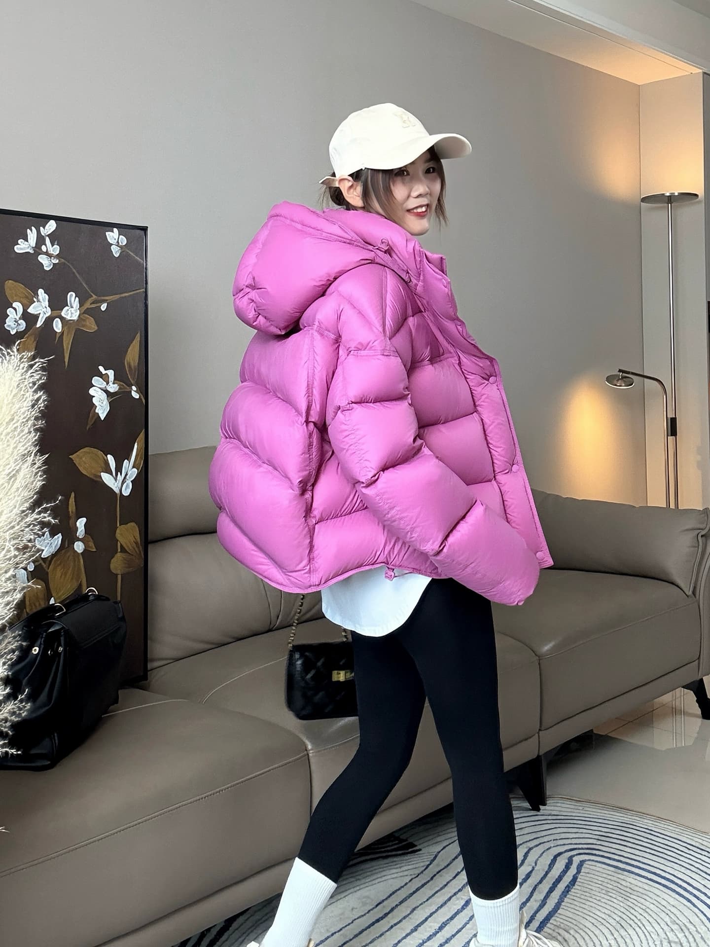 화이트 덕 다운 버블 푸 후드 다운 재킷 여성 짧은 겨울 두꺼운 보온 패션 거북이 다용도 빵 외투 이미지 3