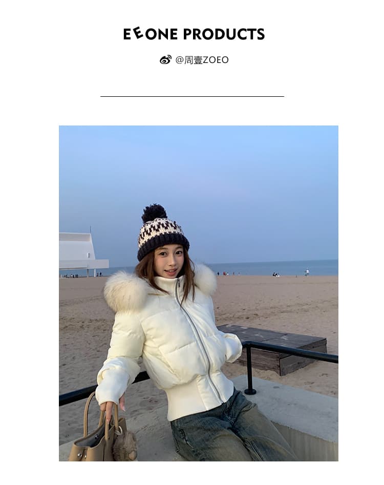90 새로운 국가 표준 화이트 덕 다운 주 제 1 eeone 한 여성 일기 수 있습니다. 철거 리얼 모피 칼라 플러시 내피 허리 수축 다운 재킷 상세 이미지 4