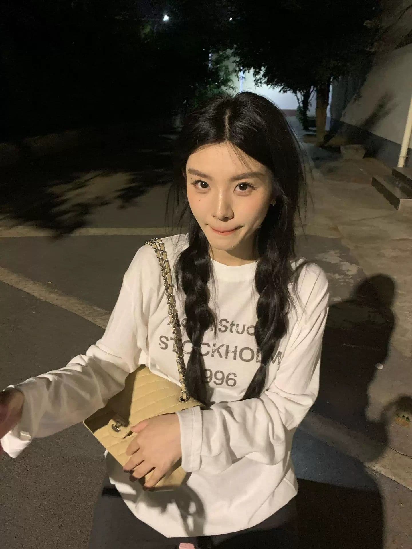 21 순면 이후 패키지 칼라 프린트 긴팔 티셔츠 여성 루즈핏 라운드 넥 맨위 이미지 2
