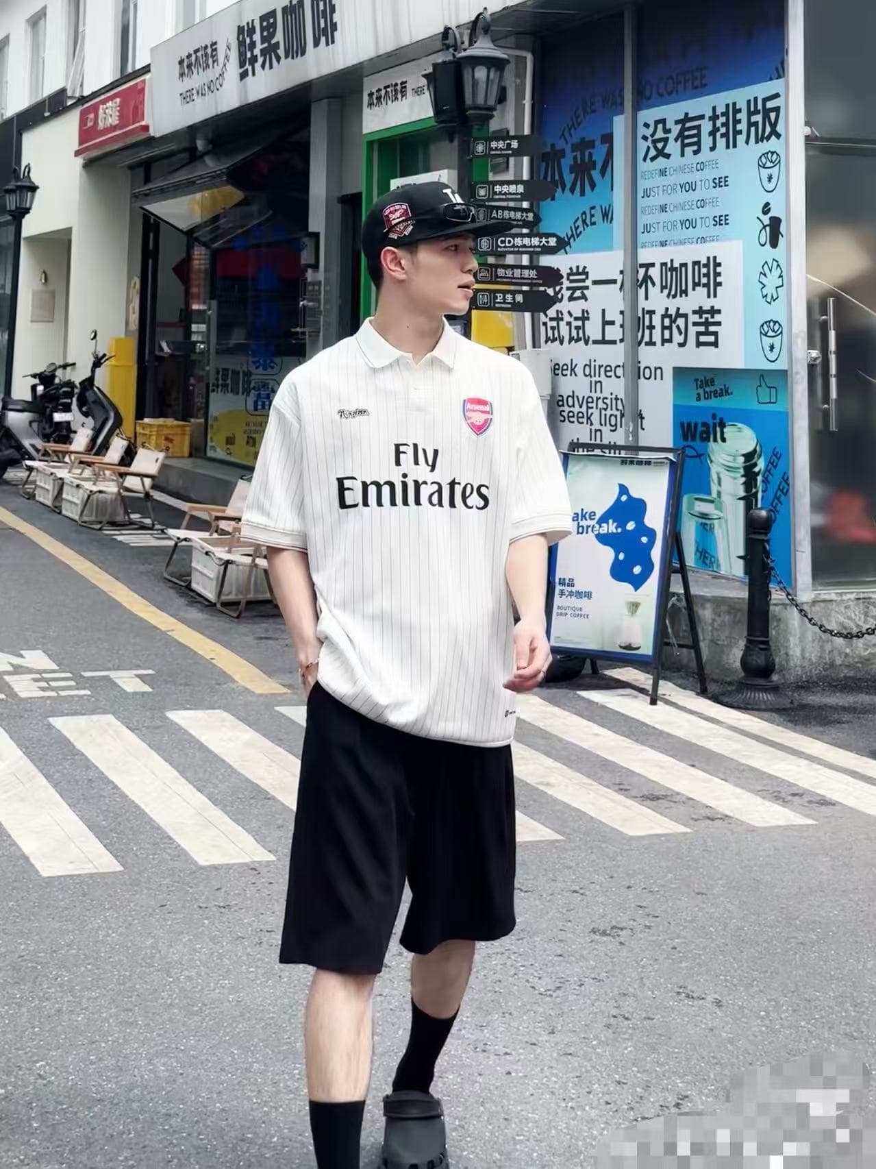 원본 솜씨 높음 거리 POLO 칼라 알파벳 프린트 셔츠 티셔츠 반팔 공 서비스 운동 루즈핏 남녀 커플 여름 이미지 4