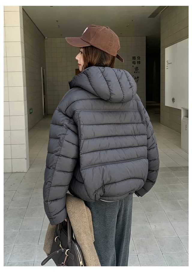 작은 키 얇고 가벼운 갈비 살 다운 재킷 여성 후드 쇼트 스타일 한국 스타일 보온 면 의류 재킷 루즈핏 면 의류 상세 이미지 20