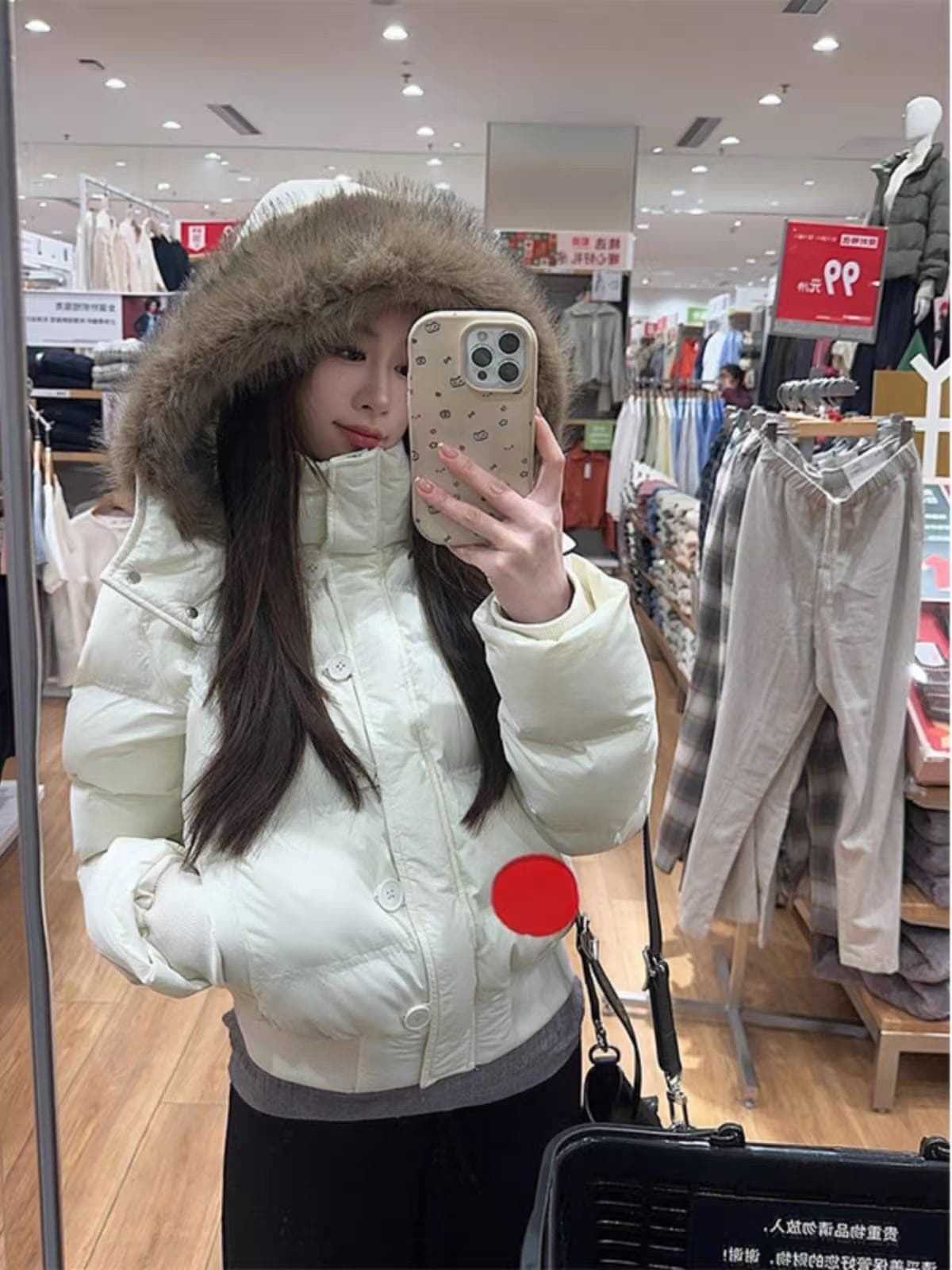 실사 겨울 새로운 다용도 큰 모피 칼라 후드 다운 재킷 여성 짧은 다용도 보온 두꺼운 면 옷 재킷 이미지 4