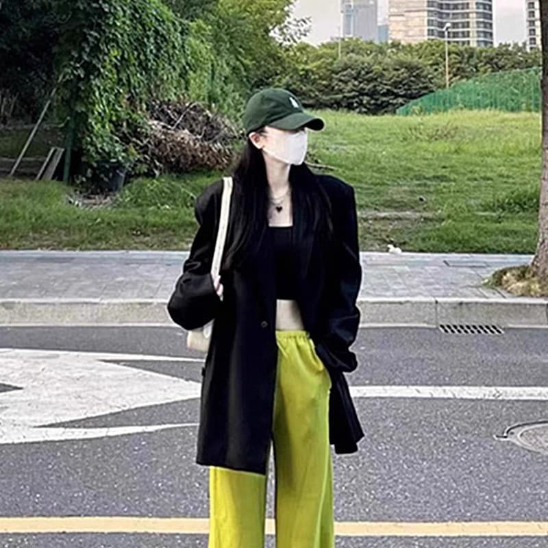 원본 것 검정색 정장 여성 코트 가을 한국 스타일 루즈핏 oversize 작은 키 정장 맨위 이미지 4