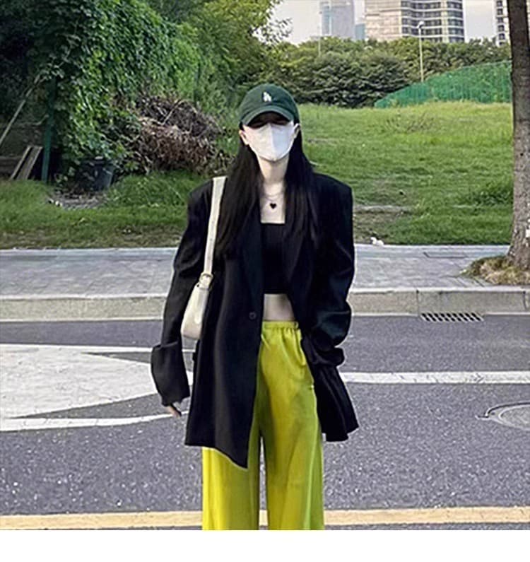 원본 것 검정색 정장 여성 코트 가을 한국 스타일 루즈핏 oversize 작은 키 정장 맨위 상세 이미지 2