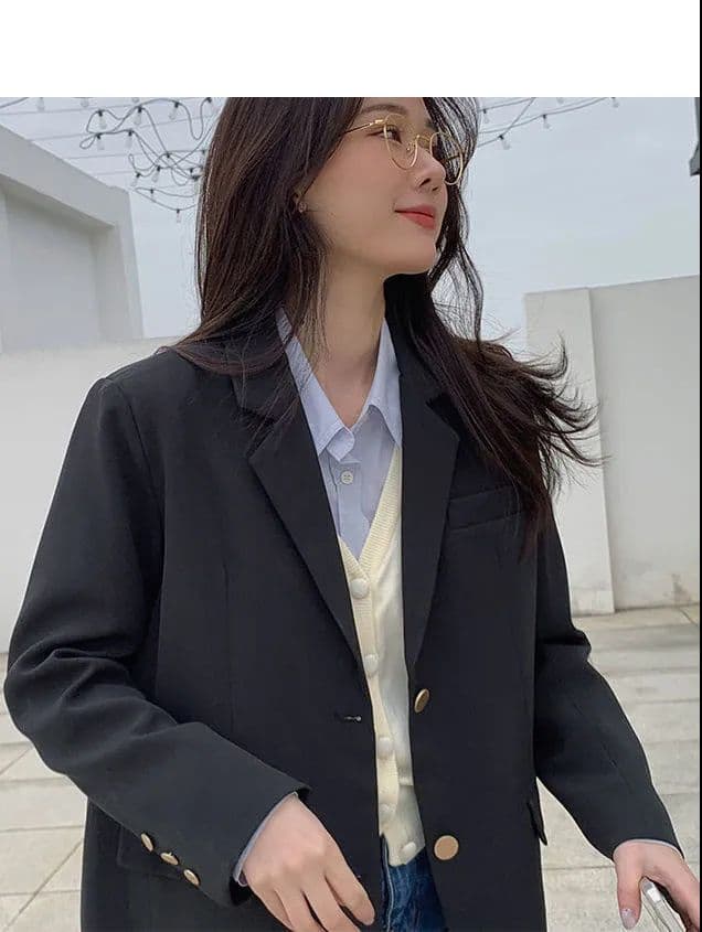 2026 정장 여성 경력 긍정적 인 로드 중 대학생 가을 품격 고급 검정색 작은 정장 면접 작업복 상세 이미지 4