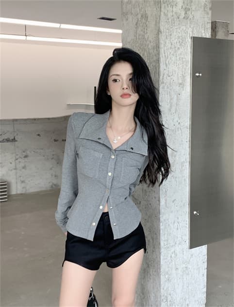 2026 가을 니트 긴 소매 셔츠 디자인 센스 작은 대중 POLO 칼라 순수한 욕망 품격 몸매 가꾸기 슬림해 보이는 맨위 상세 이미지 11