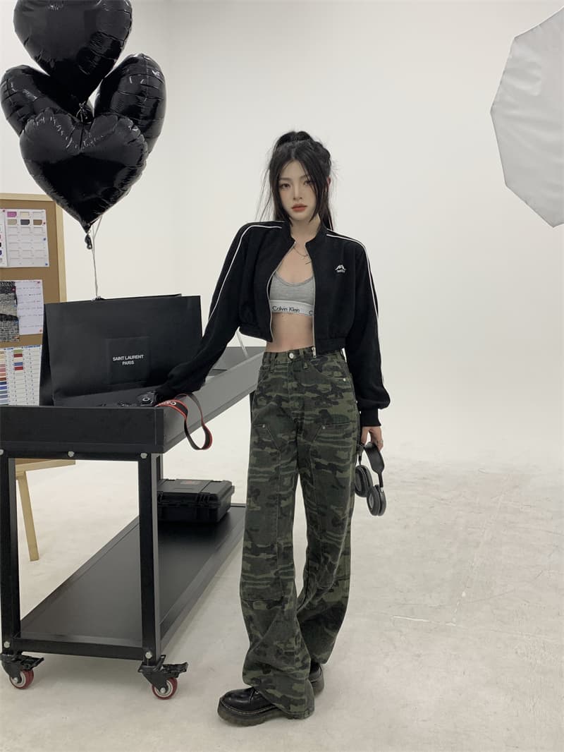 흔들어서 톤 품질 아메리칸 후드티 여성 긴 소매 하이웨이스트 재킷 가을 레트로 지퍼 오픈 가디건 쇼트 스타일 맨위 상세 이미지 19