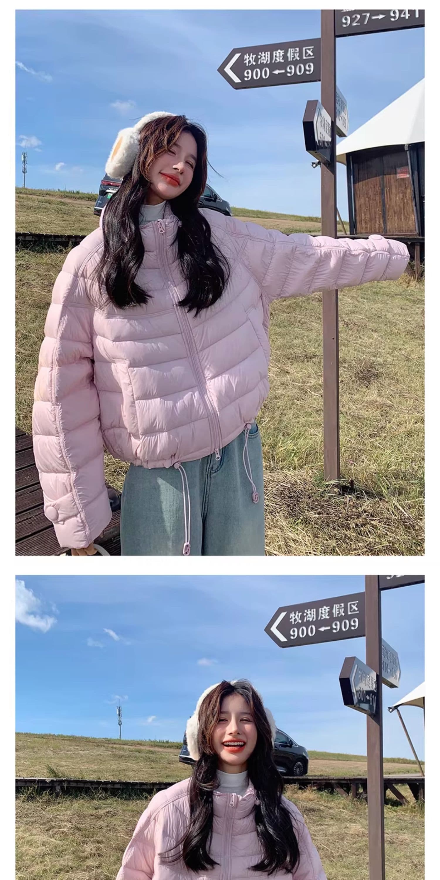 한국 스타일 루즈핏 2026 새로운 다운 재킷 여성 갈비 살 버블 푸 내부 및 외부 같은 재료 거북이 쇼트 스타일 코튼 자켓 상세 이미지 9