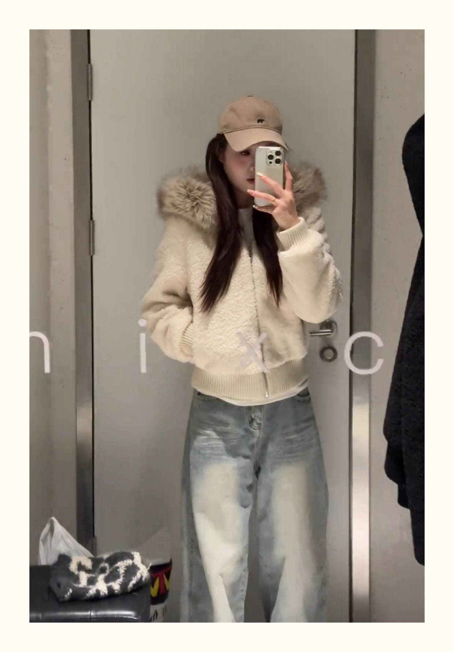 양털 털이 있는 모피 칼라 면 의류 여성 작은 키 겨울 새로운 느긋한 바람 루즈핏 쇼트 스타일 면 옷 재킷 목화 진딧물 여성 상세 이미지 5