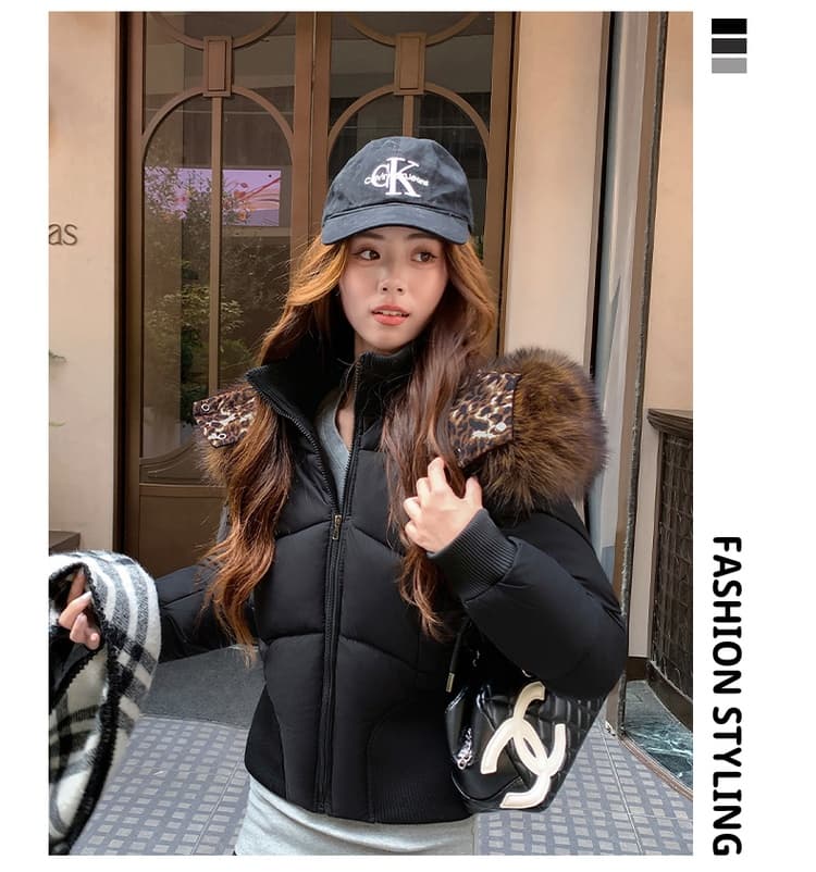 아메리칸 모피 칼라 후드 아래 면화 의류 여성 겨울 새로운 두꺼운 한국 스타일 허리 수축 쇼트 스타일 작은 코튼 외투 상세 이미지 44
