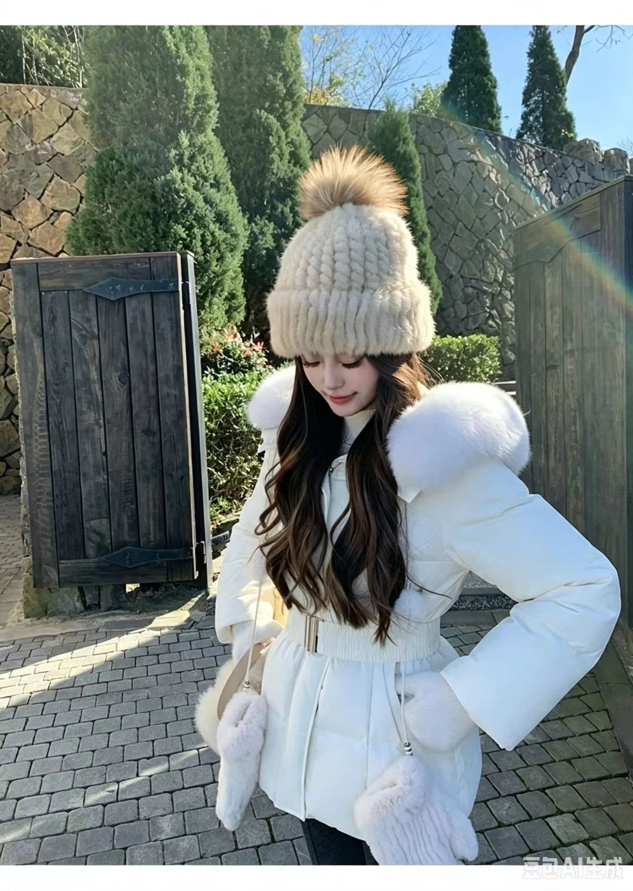 주 추 한 여성 수여 됨 후드 큰 모피 칼라 허리 수축 슬림해 보이는 다운 재킷 여성 겨울 재킷 상세 이미지 14