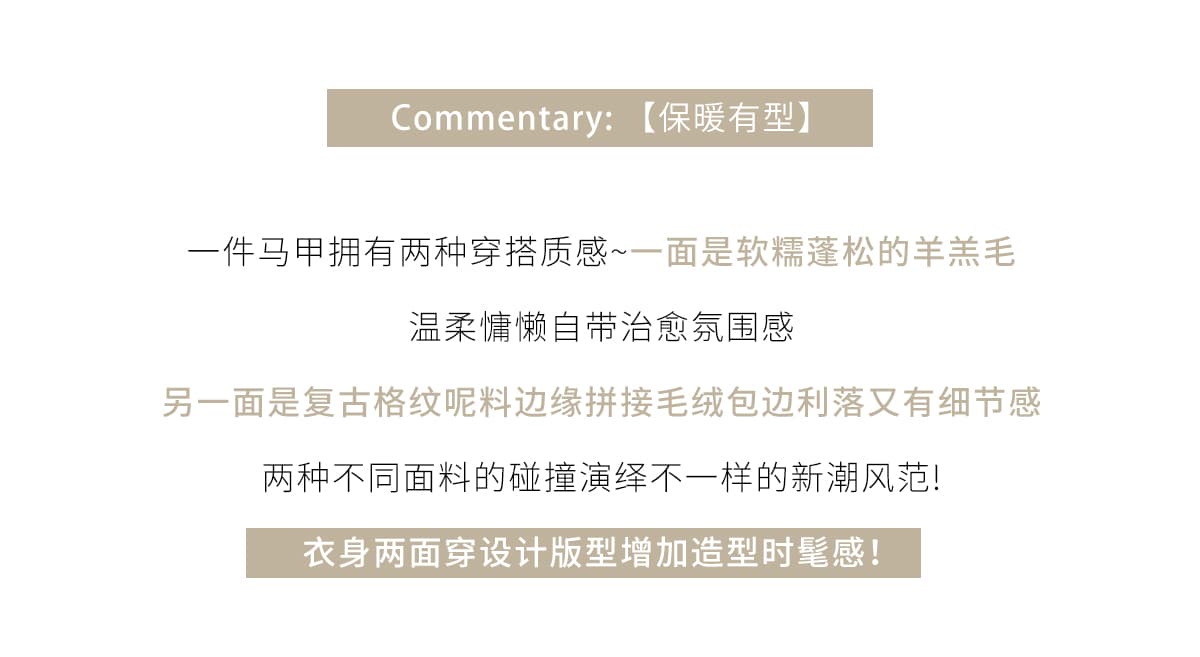 가을 겨울 새로운 양면 착용 천 그리드 버드 폴로 칼라 플리스 면 옷 베스트 조끼 여성 짧은 보온 한 부서 재킷 상세 이미지 2