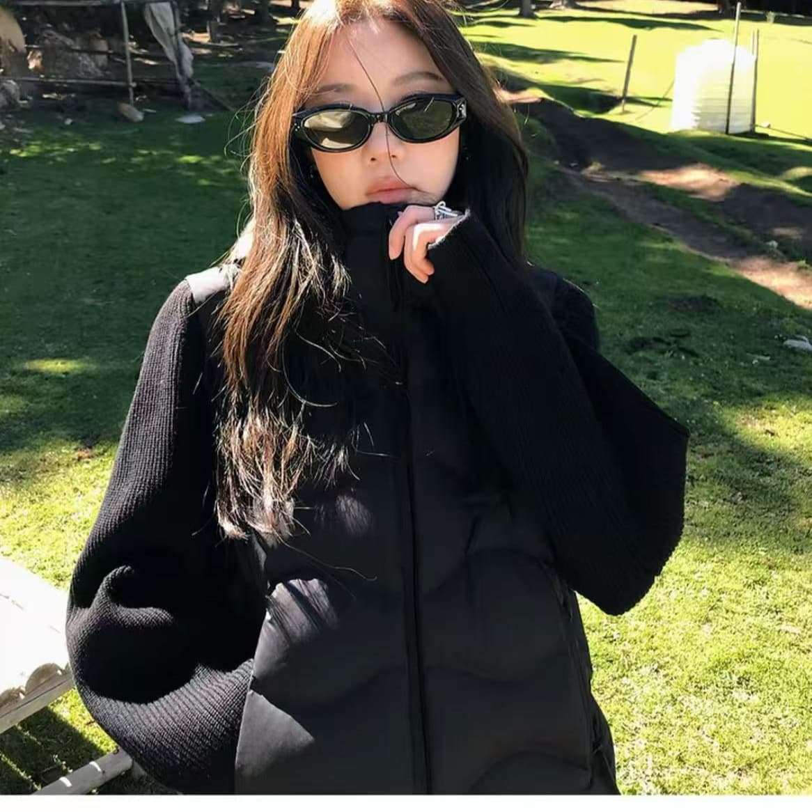 장 베이 베이 ibell 아래 면화 의류 푹신한 연령 감소 보온 니트 패치워크 야외 빛 다운 재킷 상세 이미지 2