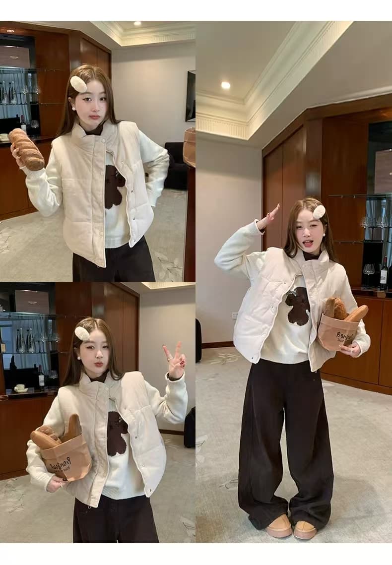 대외 무역 폭발 한 부서 새로운 가을 겨울철 코듀로이 아래 면화 의류 면 조끼 여자 어깨 재킷 조끼 여성 상세 이미지 6