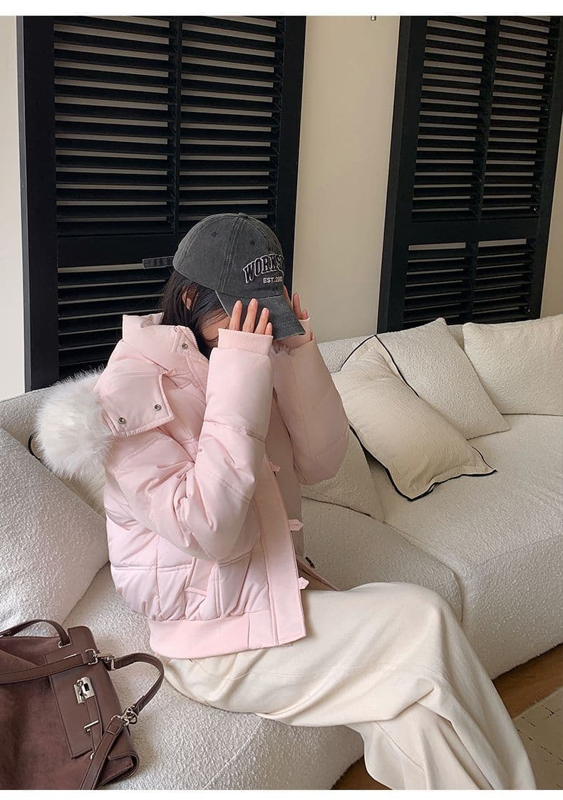 겨울 새로운 다용도 큰 모피 칼라 후드 다운 재킷 여성 짧은 다용도 보온 두꺼운 면 옷 재킷 상세 이미지 13