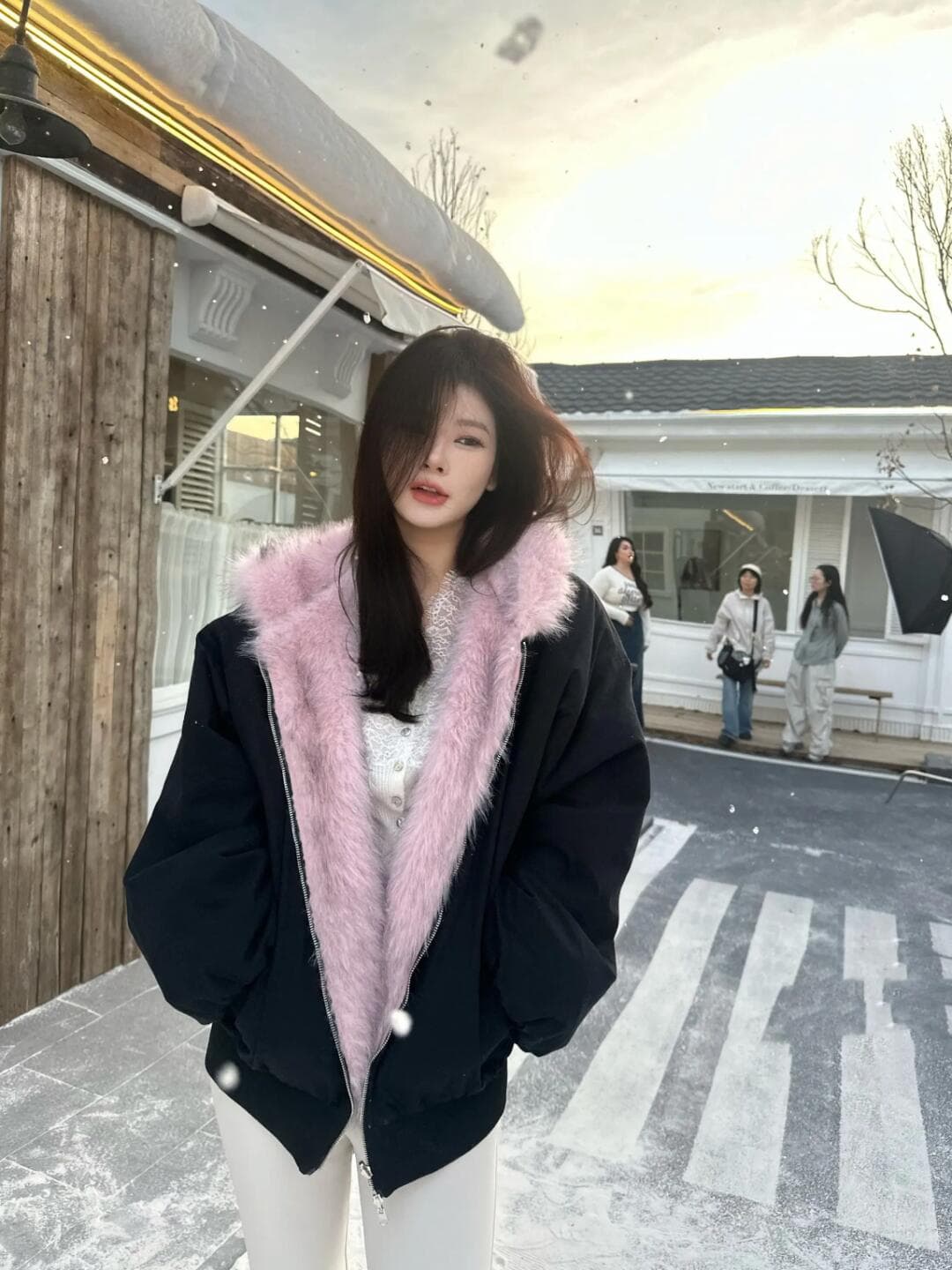 아메리칸 레트로 좌 산 조각 양면 착용 재킷 여성 겨울 고급 센스 피모 하나 환경 보호 모피 플리스 플러시 면 옷 상세 이미지 13