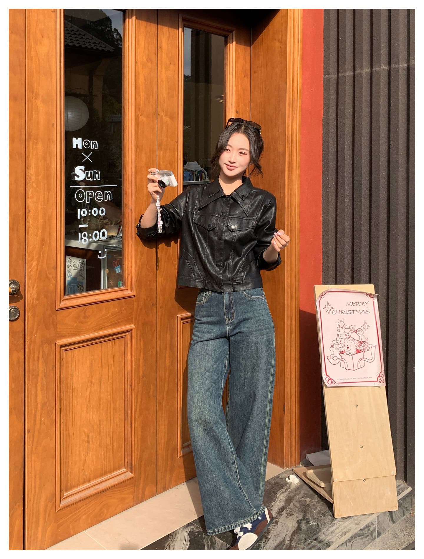 레트로 오토바이 바람 이중층 폴로 칼라 쇼트 스타일 가죽 재킷 여성 2026 가을 새로운 품격 작은 키 가죽 자켓 재킷 상세 이미지 26