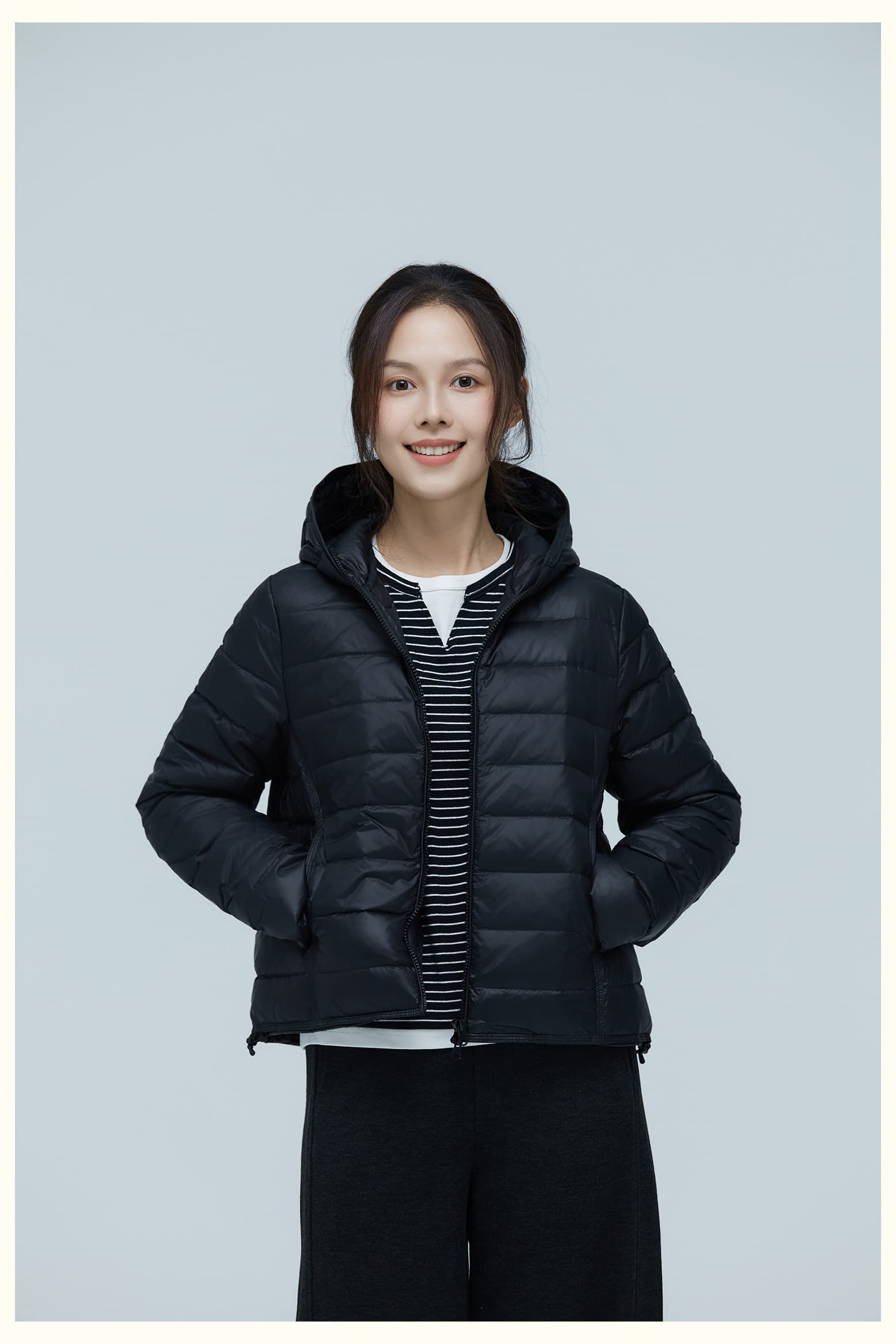 95 화이트 덕 다운 빛 노래 asqb 갈비 살 쇼트 스타일 다운 재킷 여성 2026 새로운 보온 후드 패션 얇고 가벼운 재킷 상세 이미지 25