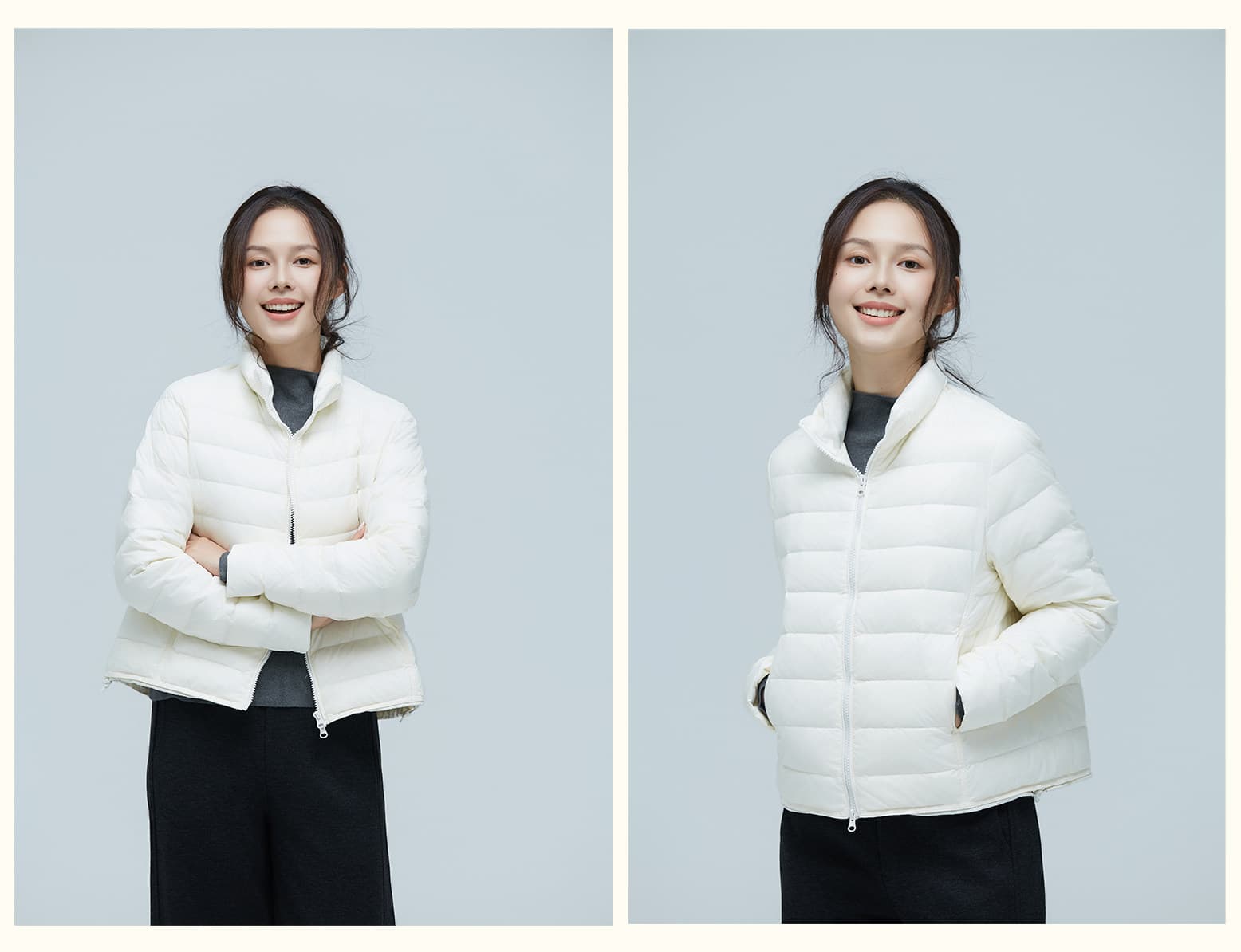 95 화이트 덕 다운 빛 노래 asqb 스탠드 칼라 얇고 가벼운 갈비 살 다운 재킷 여성 짧은 2026 가을 겨울 새로운 보온 재킷 상세 이미지 17