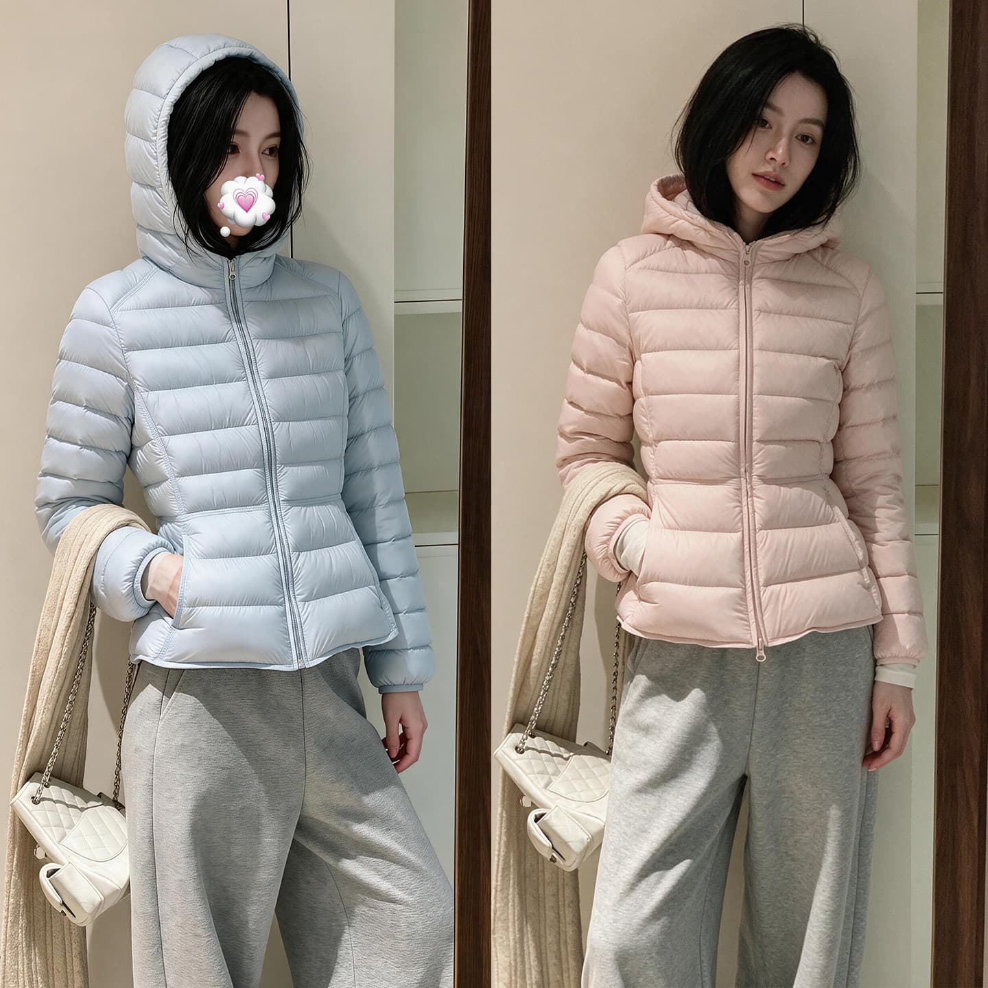 90 화이트 덕 다운 후드 갈비 살 섹션 작은 예쁜 허리 재킷 다운 재킷 여성 짧은 허리 수축 슬림해 보이는 몸매 가꾸기 2026 새로운 상세 이미지 1