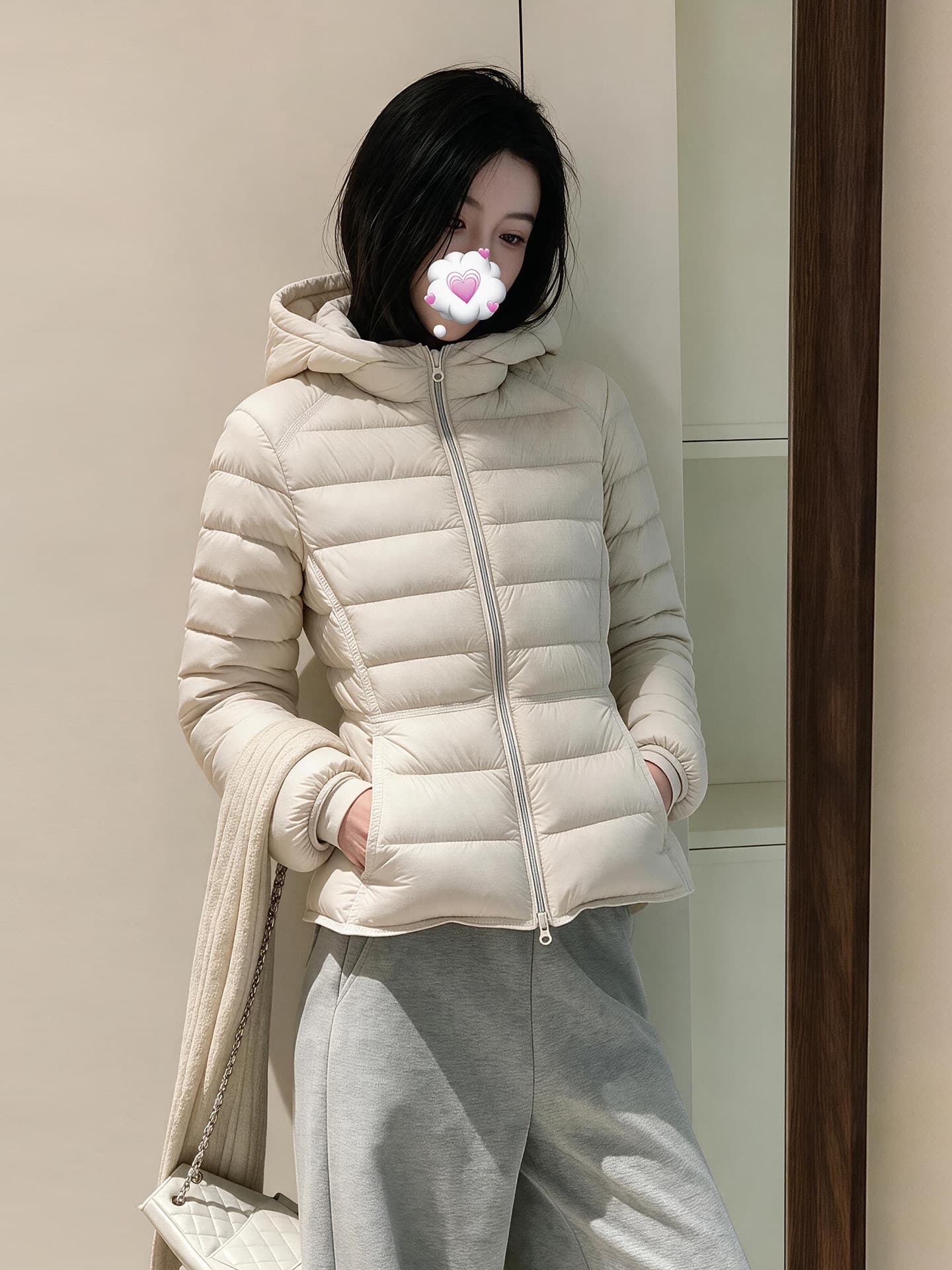 90 화이트 덕 다운 후드 갈비 살 섹션 작은 예쁜 허리 재킷 다운 재킷 여성 짧은 허리 수축 슬림해 보이는 몸매 가꾸기 2026 새로운 상세 이미지 35