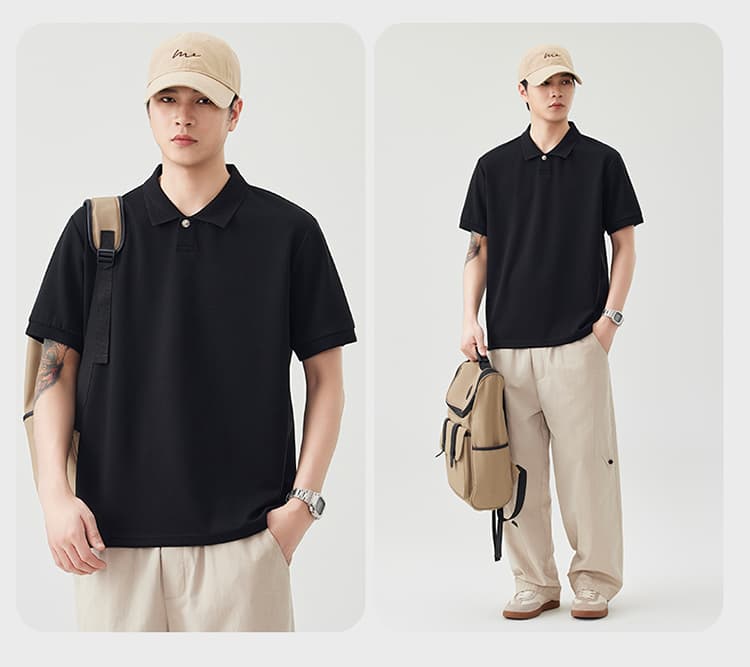 2026 새로운 빛 럭셔리 단색 기초 섹션 모달 젤리 면 반팔 일본식 스탠드 칼라 남자 POLO 셔츠 맞춤 에디션 상세 이미지 14