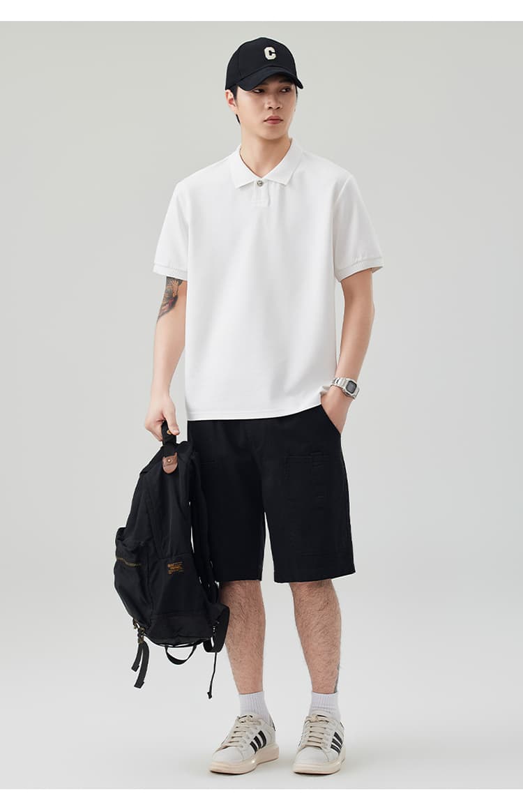 2026 새로운 빛 럭셔리 단색 기초 섹션 모달 젤리 면 반팔 일본식 스탠드 칼라 남자 POLO 셔츠 맞춤 에디션 상세 이미지 20