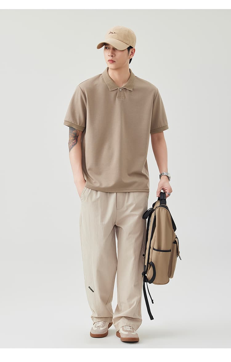 2026 새로운 빛 럭셔리 단색 기초 섹션 모달 젤리 면 반팔 일본식 스탠드 칼라 남자 POLO 셔츠 맞춤 에디션 상세 이미지 23