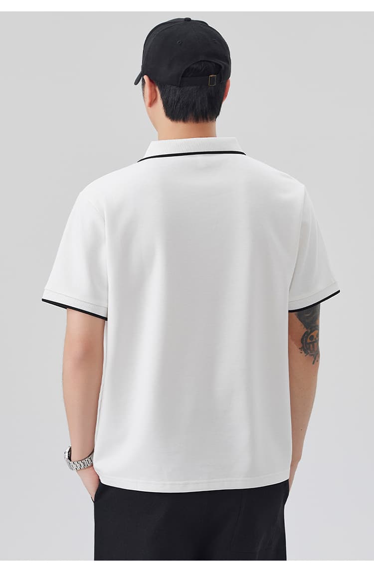 2026 새로운 빛 럭셔리 단색 모달 젤리 면 반팔 헨리 칼라 남자 POLO 셔츠 맞춤 에디션 오래된 돈 바람 상세 이미지 25