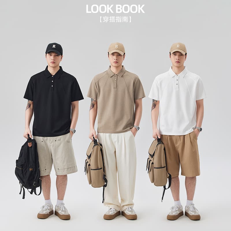 2026 새로운 빛 럭셔리 패치워크 차가운 센스 모달 젤리 면 반팔 폴로 칼라 남자 POLO 셔츠 맞춤 에디션 이미지 4