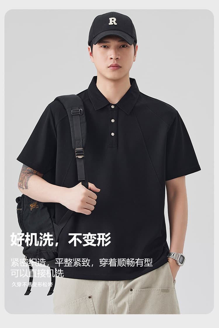 2026 새로운 빛 럭셔리 패치워크 차가운 센스 모달 젤리 면 반팔 폴로 칼라 남자 POLO 셔츠 맞춤 에디션 상세 이미지 13
