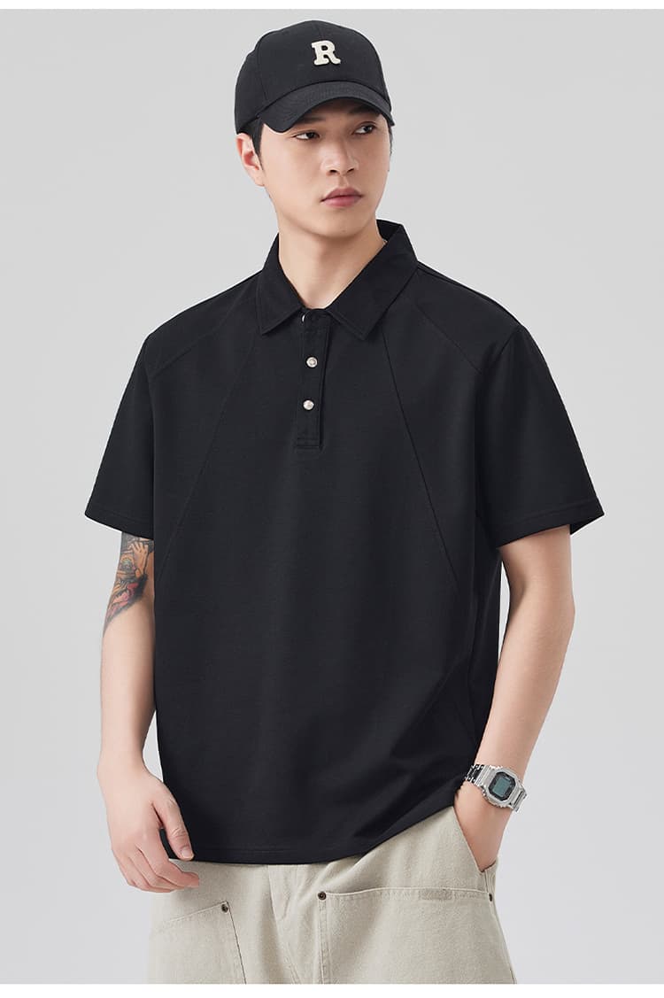 2026 새로운 빛 럭셔리 패치워크 차가운 센스 모달 젤리 면 반팔 폴로 칼라 남자 POLO 셔츠 맞춤 에디션 상세 이미지 22