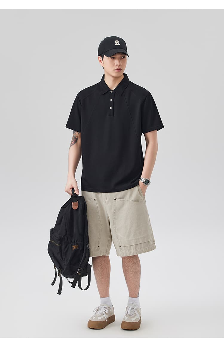 2026 새로운 빛 럭셔리 패치워크 차가운 센스 모달 젤리 면 반팔 폴로 칼라 남자 POLO 셔츠 맞춤 에디션 상세 이미지 24