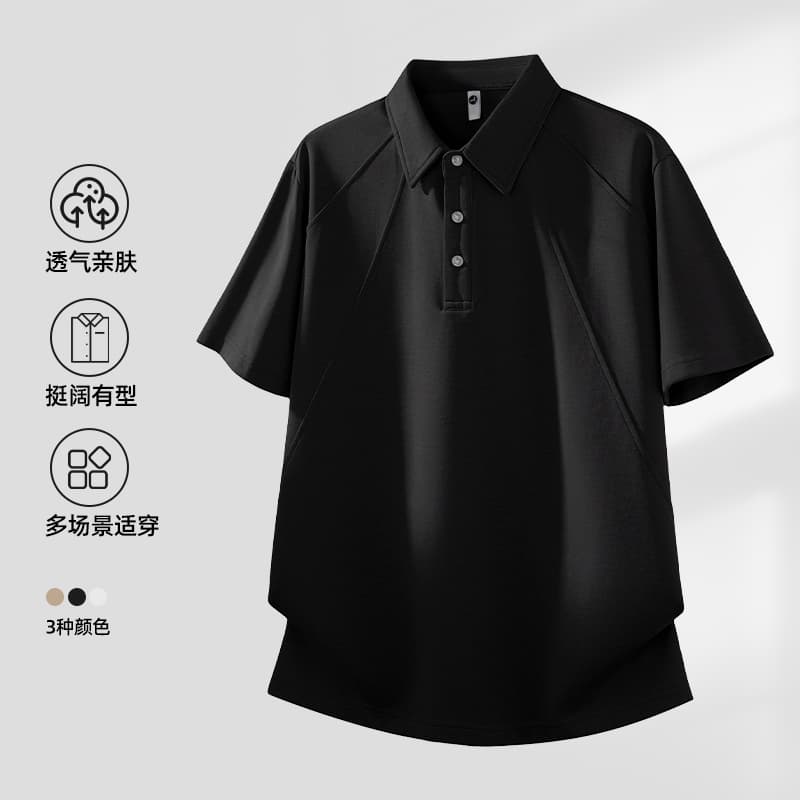 2026 새로운 빛 럭셔리 패치워크 차가운 센스 모달 젤리 면 반팔 폴로 칼라 남자 POLO 셔츠 맞춤 에디션 이미지 2