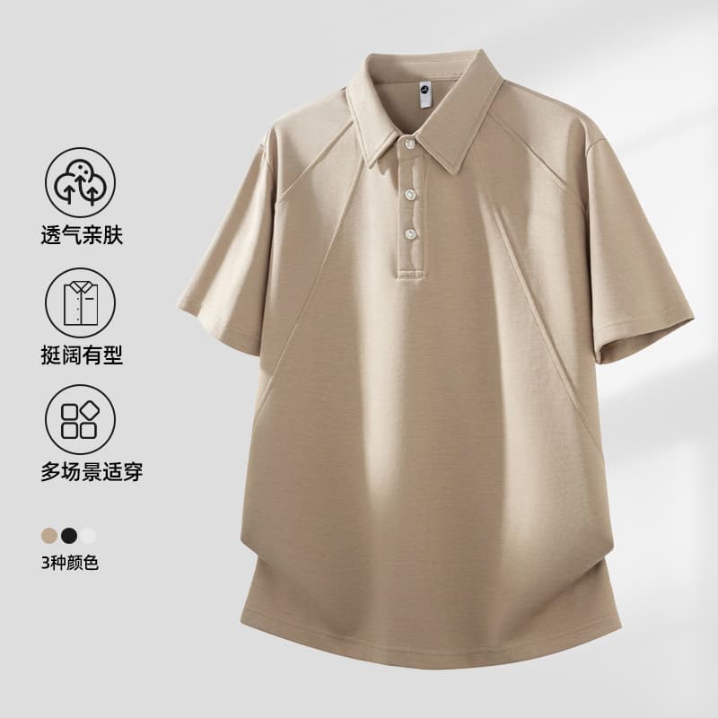 2026 새로운 빛 럭셔리 패치워크 차가운 센스 모달 젤리 면 반팔 폴로 칼라 남자 POLO 셔츠 맞춤 에디션 이미지 3