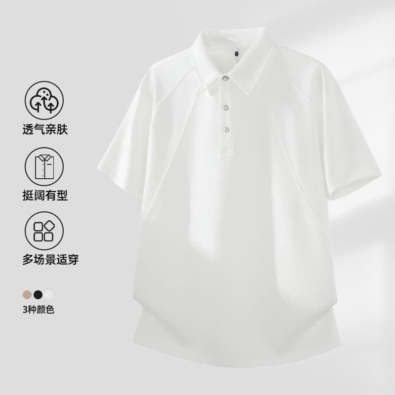 2026 새로운 빛 럭셔리 패치워크 차가운 센스 모달 젤리 면 반팔 폴로 칼라 남자 POLO 셔츠 맞춤 에디션