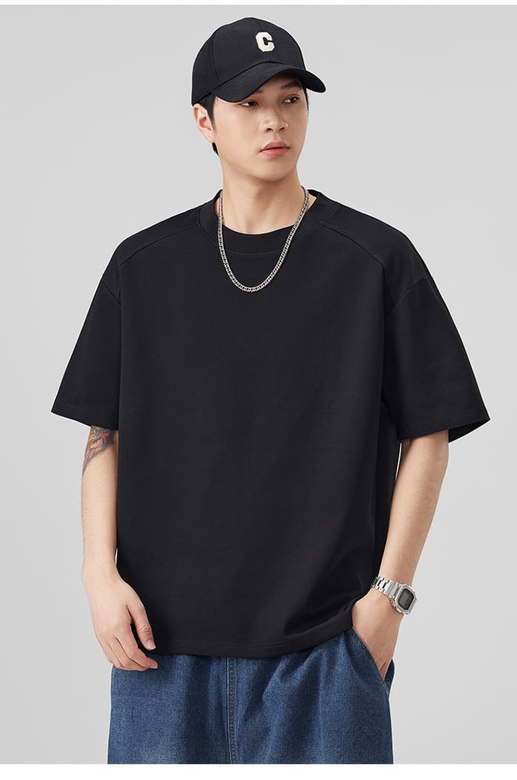 2026 새로운 고급 더블 색상 기초 섹션 모달 젤리 면 반팔 라운드 넥 루즈핏 양면 색상 상세 이미지 26