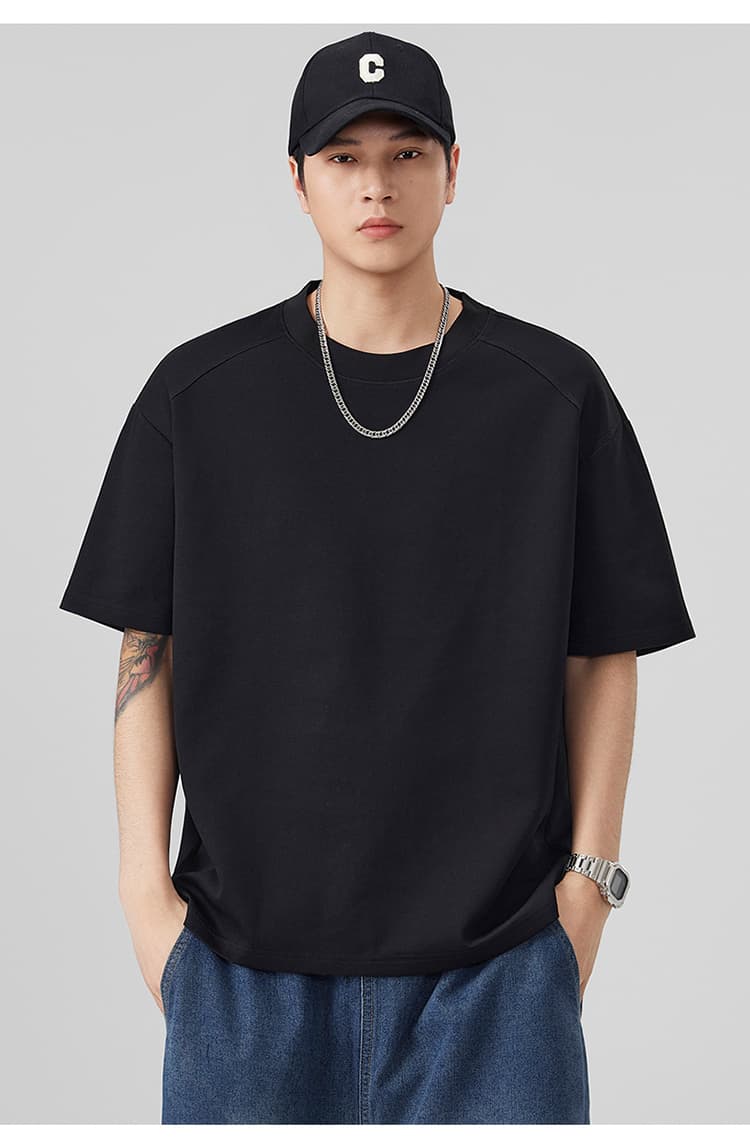2026 새로운 고급 더블 색상 기초 섹션 모달 젤리 면 반팔 라운드 넥 루즈핏 양면 색상 상세 이미지 27