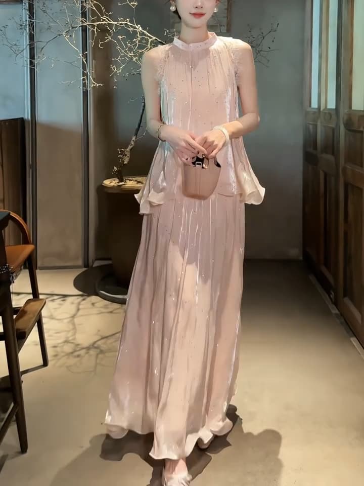 수영하다 사슴 사슴 핫픽스 레이스 조각 요정 가스 민소매 맨위 세트 여성 여름 이후 밴딩 측면 지퍼 반 스커트 투피스 세트 이미지 5