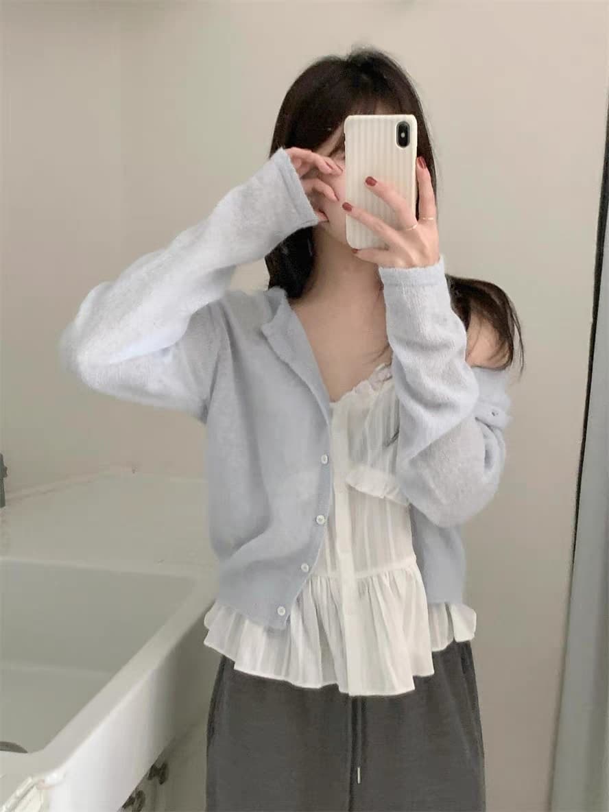 한국 ins 작은 레이스 달콤함 일상 다용도 스택 착용 캐미솔 이미지 2