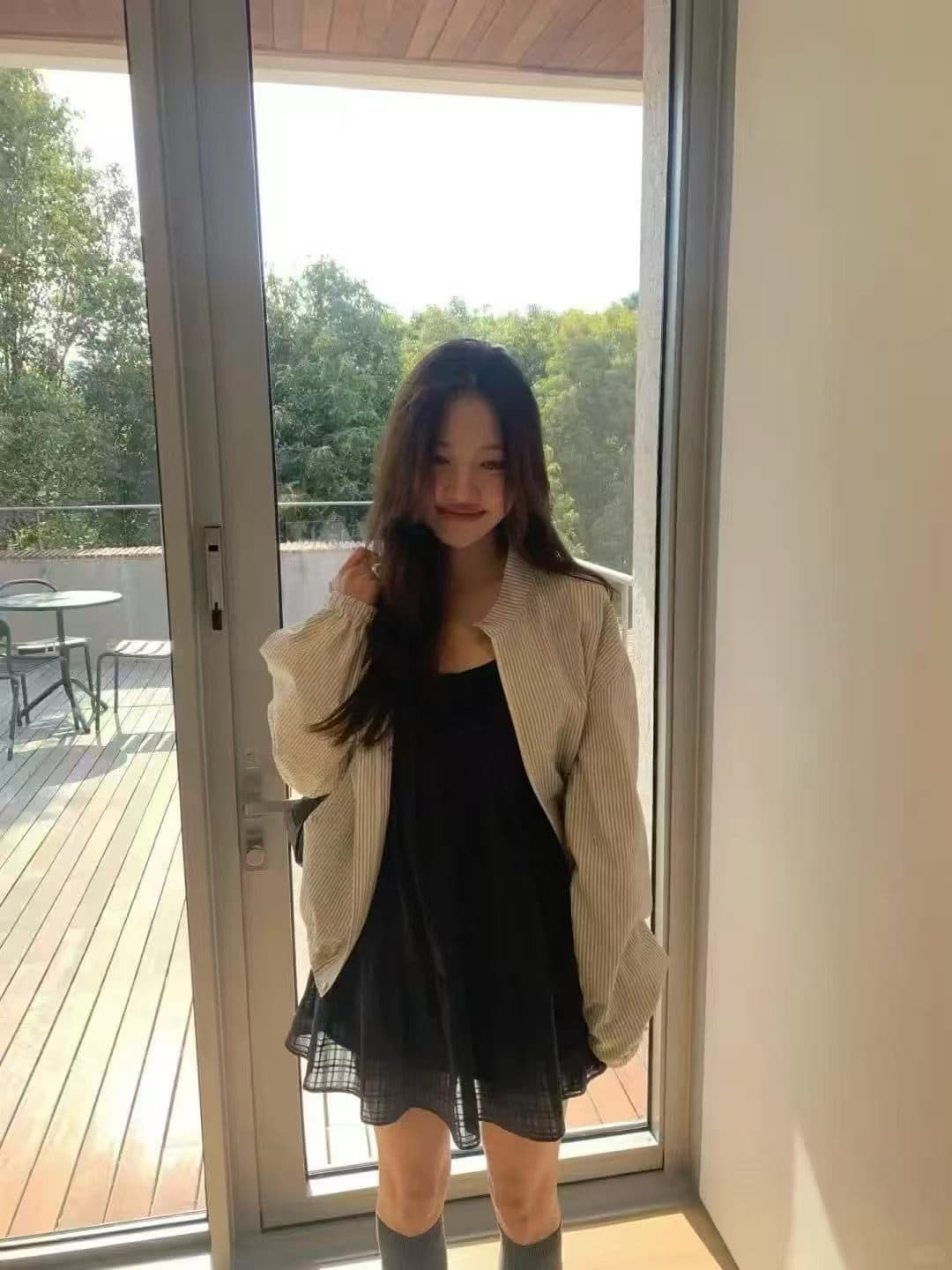 한국 ins 단색 품격 다용도 레이스 슬립 캐주얼 드레스 이미지 4