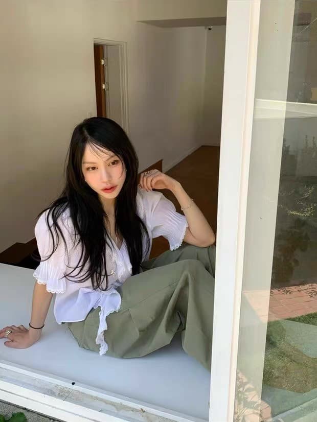 있음 창고 2026 새로운 부드러운 다용도 폴로 칼라 프릴 셔츠 상세 이미지 16