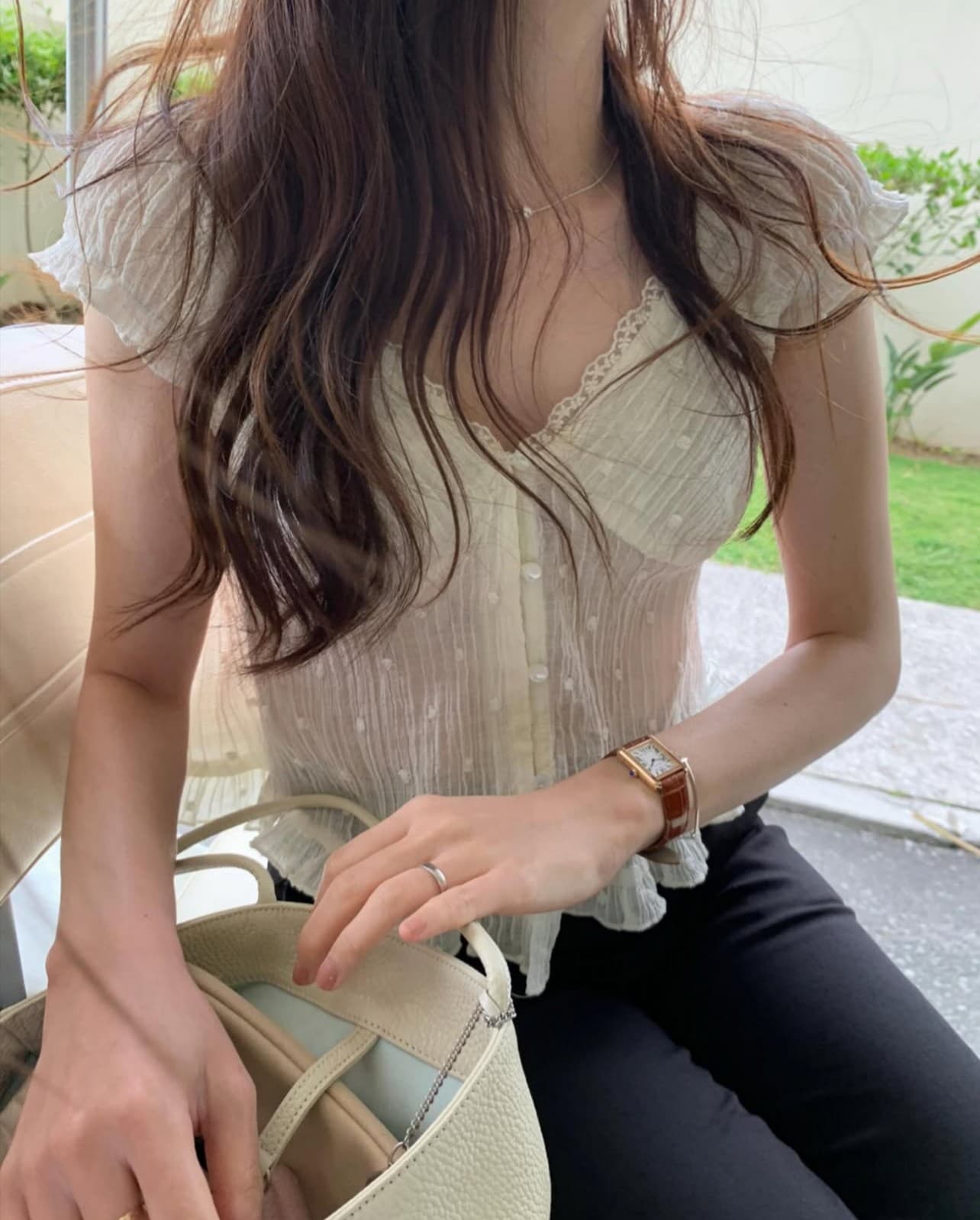있음 선적 한 부서 여름 신선함 V넥 귀여운 연령 감소 인형 셔츠 상세 이미지 2