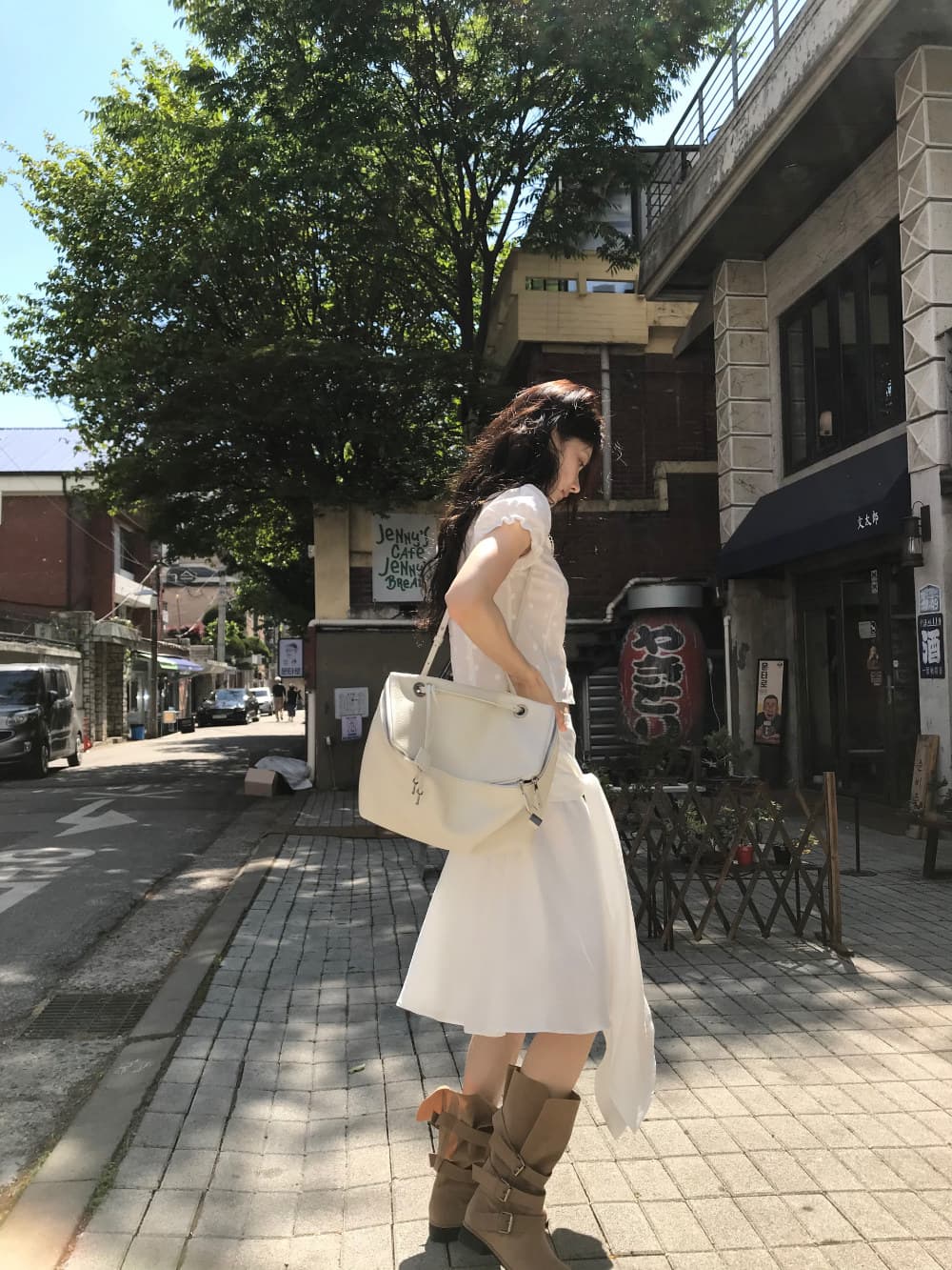 있음 선적 한국 ins 자수 자카드 광장 칼라 달콤함 반팔 셔츠 상세 이미지 16