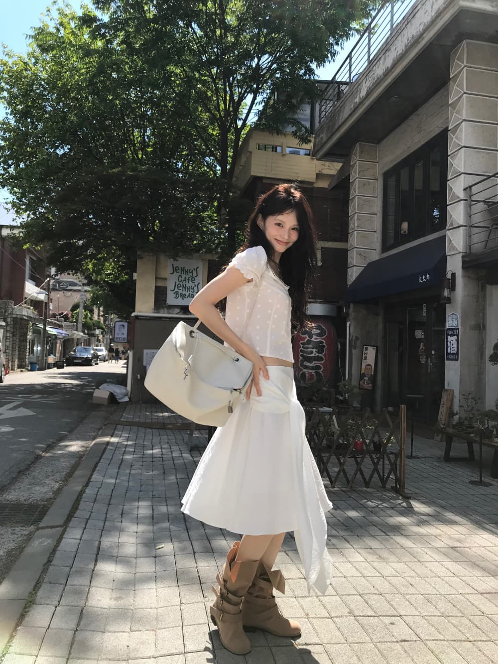 있음 선적 한국 ins 자수 자카드 광장 칼라 달콤함 반팔 셔츠 상세 이미지 18