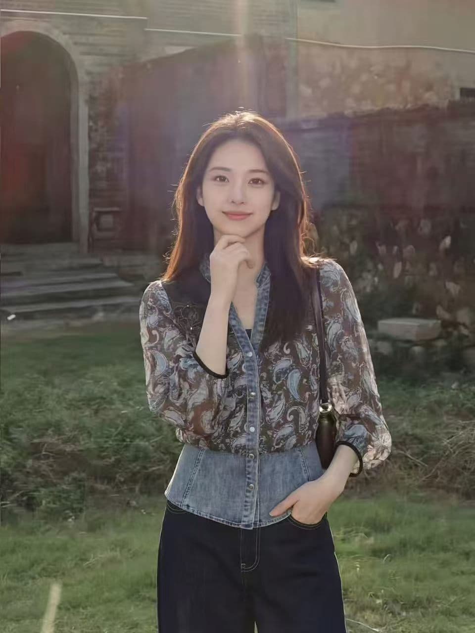 2026 여름 새로운 레트로 항구 바람 캐슈 꽃 패치워크 데님 여성 셔츠 다용도 맨위 상세 이미지 4