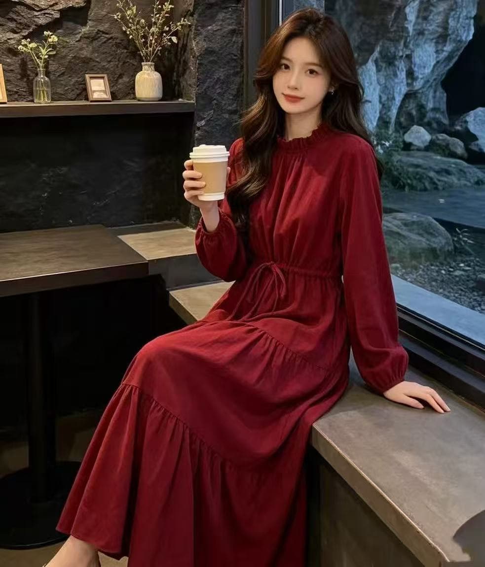 한국 새로운 루즈핏 빅 사이즈 슬림해 보이는 품격 롱 코트 드레스 상세 이미지 1