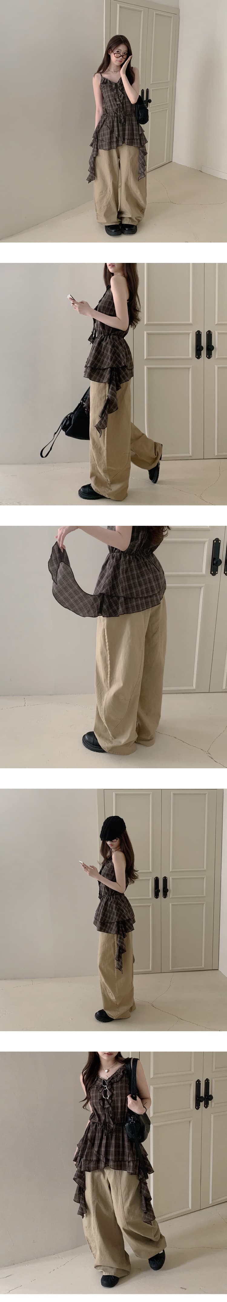 귀신 부서 소녀 한국 레트로 체크무늬 슬립 드레스 학원 스타일 프릴 불규칙 미니 스커트 상세 이미지 10